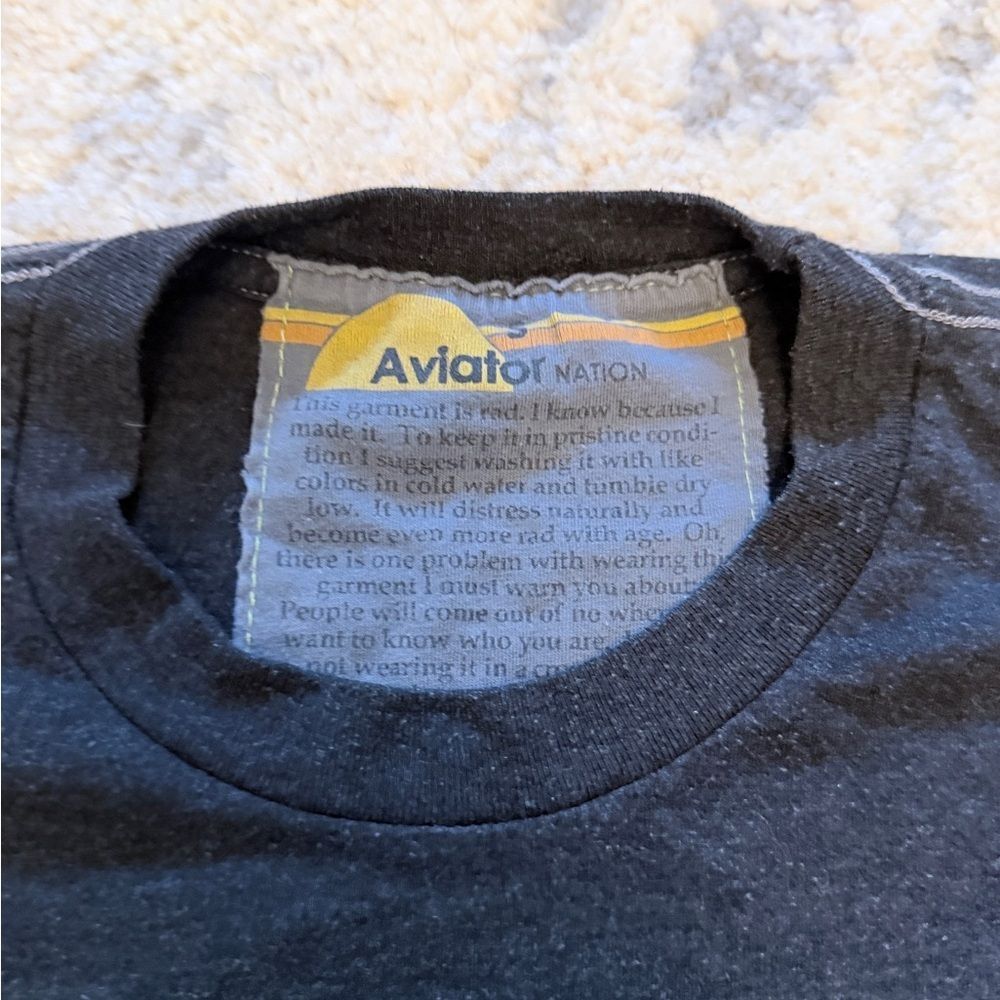 Aviator Nation Navy Tee with Sunset Mountain Graphic - Picture 4 of 5